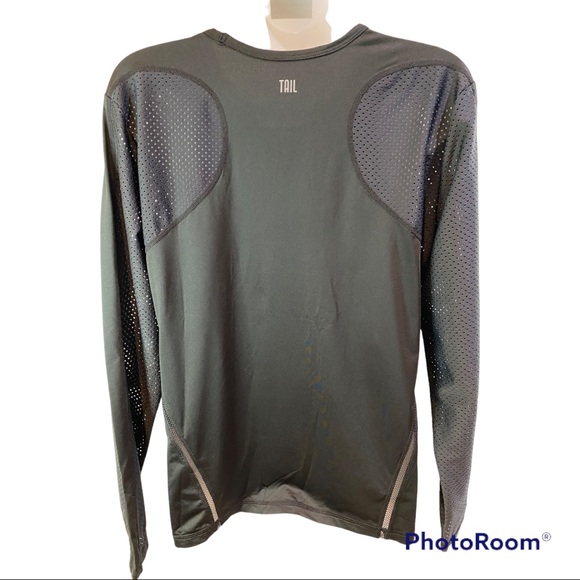 TAIL Golf Top Long Sleeve Round Neck Perforated and Cut Out Design Black XL - Picture 2 of 12